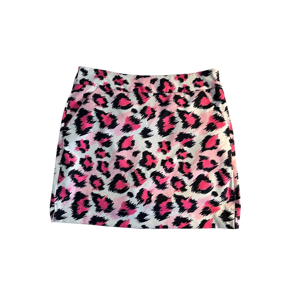 Loudmouth Golf Skort Skirt Size 4 Pink Black Leopard Print Activewear
